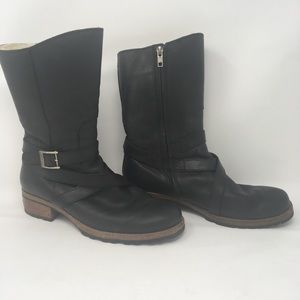 Ugg Engineer Leather Shearling Boots Buckle zipper